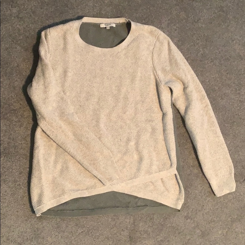 Madewell Light Grey and Green Sweater
